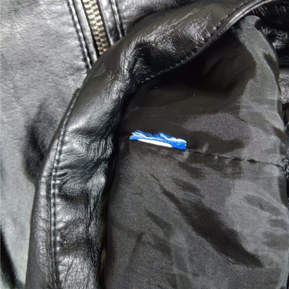 Apt 9 Faux Leather Moto Biker Jacket Size Large Black Fully Lined Zipper Closure - Picture 5 of 6